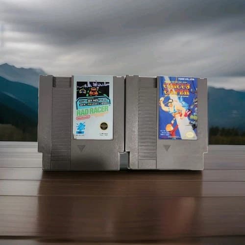 Circus Caper Rad Racer NES Nintendo Entertainment 2 Pack Game Cartridges