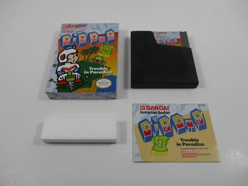 DIG DUG II: TROUBLE IN PARADISE Nintendo NES Game Complete In Box Authentic!