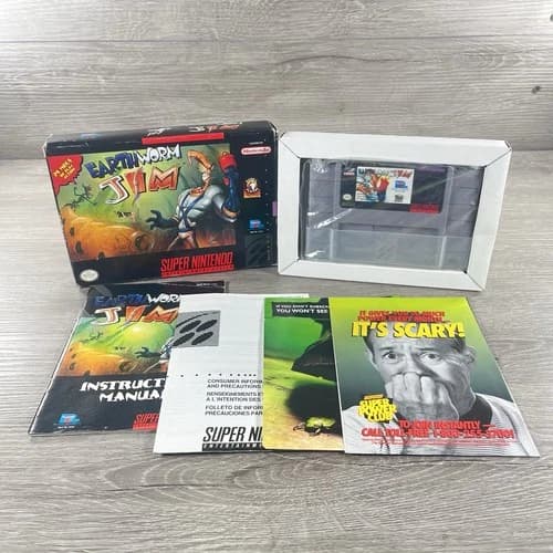Earthworm Jim (Super Nintendo SNES) Complete In Box w/ Protector