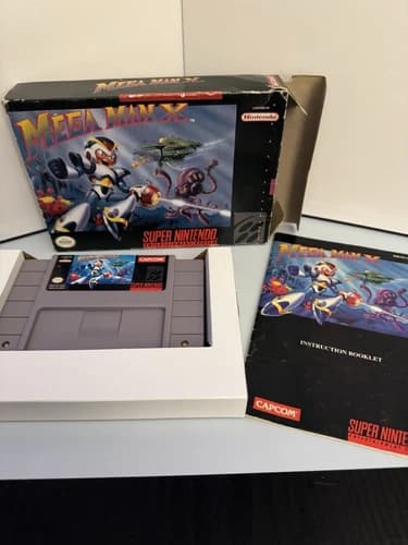 Mega Man X (SNES, 1994) W/ Box And Manual-￼ Authentic Tested And Working