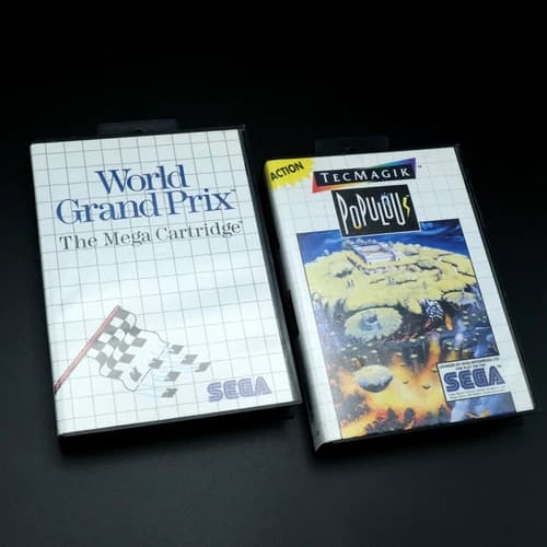 Populous & World Grand Prix - Sega Master System - both CIB! - tested & working