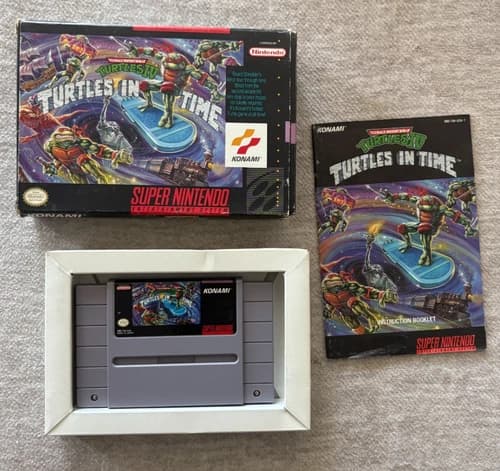 Teenage Mutant Ninja Turtles IV Turtles in Time Complete in Box CIB SNES 1992