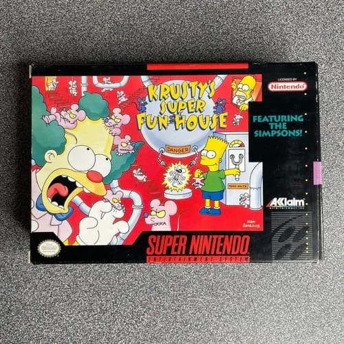 Krusty’s Super Fun House Super Nintendo SNES CIB Complete Registration Card