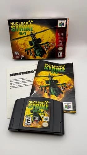Nuclear Strike 64 (Nintendo 64, 1999) CIB complete box manual helicopter N64
