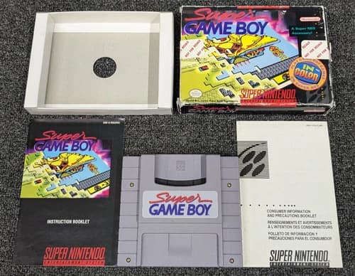 NINTENDO SUPER GAMEBOY nfr NOT FOR RESALE cib COMPLETE game boy BOX manual SNES
