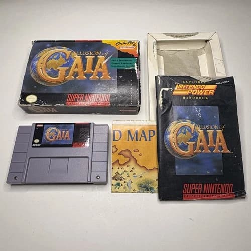Illusion of Gaia (Nintendo SNES, 1994) CIB/Complete in Box with Manual/Map, READ