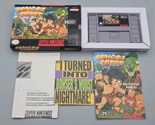 Congo's Capers (SNES, 1993) Fun Platformer DATA EAST CIB Complete - Tested!