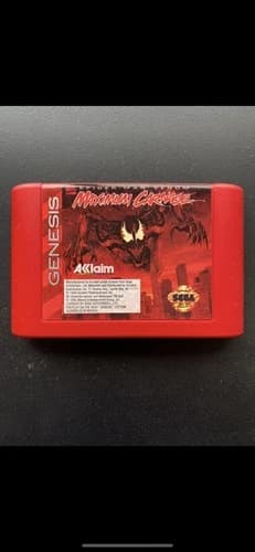Maximum Carnage Sega Genesis Spider-Man Red Cartridge Tested Authentic Red Venom