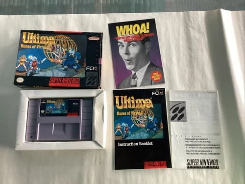 Ultima Runes of Virtue II SNES Game Super Nintendo 1994 Complete with Manual CIB