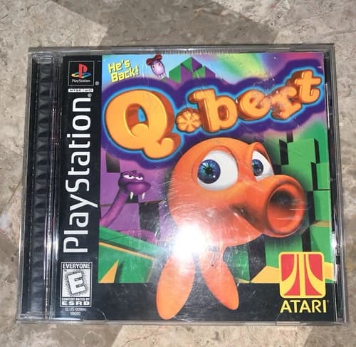 PS1 Q*Bert QBert Sony PlayStation 1 1999 CIB Complete with Manual & Flawed Case!