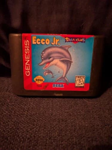 Ecco Jr. (Sega Genesis, 1995) Junior Authentic Game Cart Cleaned Tested Works