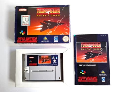 Original Super Nintendo SNES Game CIB Boxed - Turn and Burn No Fly Zone RARE!