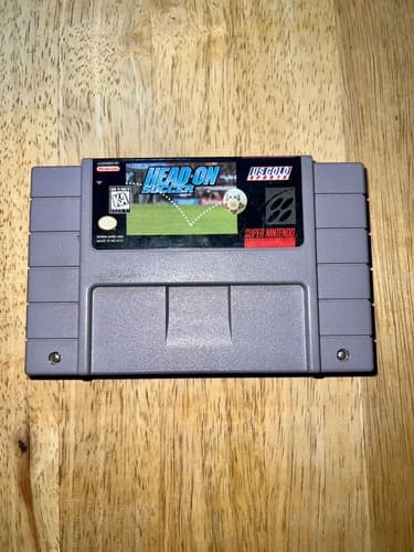 SNES Super Nintendo Head-On Soccer Tested Working Authentic US Gold Sports 1995