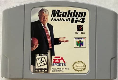 Madden Football 64 (Nintendo 64, N64, 1998) Cart Only Good Condition