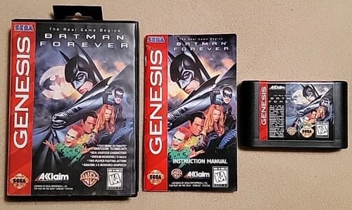 Batman Forever (Sega Genesis, 1995) w/Manual, Complete, CIB, Tested Working