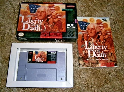 SNES Liberty or Death w/box and manual **Works**