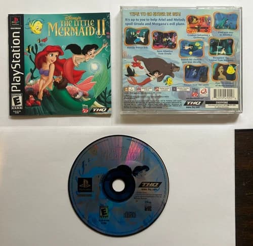 DISNEY'S THE LITTLE MERMAID II CIB PLAYSTATION 1 VIDEO GAME 2 THQ PS1 TESTED