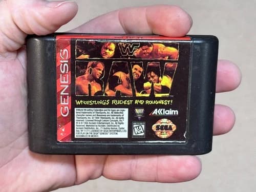 WWF Raw - Authentic (Sega Genesis) Game Cartridge - Tested