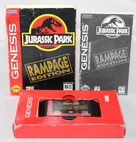 Jurassic Park: Rampage Edition Sega Genesis Complete CIB Good Condition! Rare!