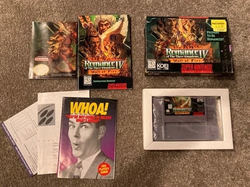 Romance of the Three Kingdoms IV: Wall of Fire (SNES, 1995) CIB w/ reg card!