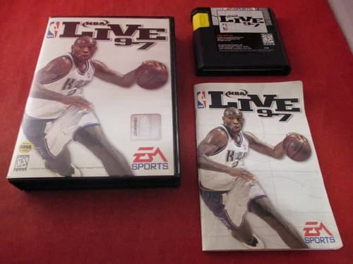 NBA Live 97 (Sega Genesis, 1996) COMPLETE w/ Box manual game WORKS! 1997