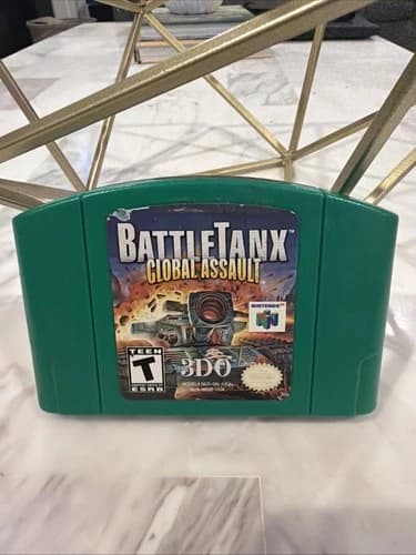 BattleTanx Global Assault N64 Nintendo 64 Authentic Battle Tanks Green Cartridge