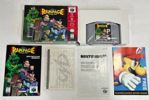 Rampage World Tour Nintendo 64 1997 CIB 100% Complete In Box Authentic EXCELLENT