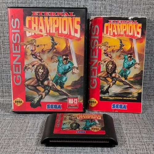 Eternal Champions (Sega Genesis, 1993) Complete W/ Manual Tested Working