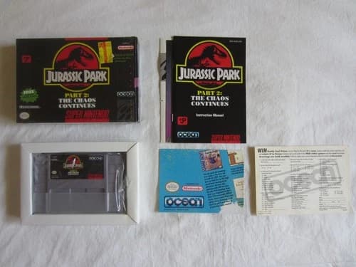 Jurassic Park Part 2: The Chaos Continues SNES Super Nintendo 100% Complete RARE