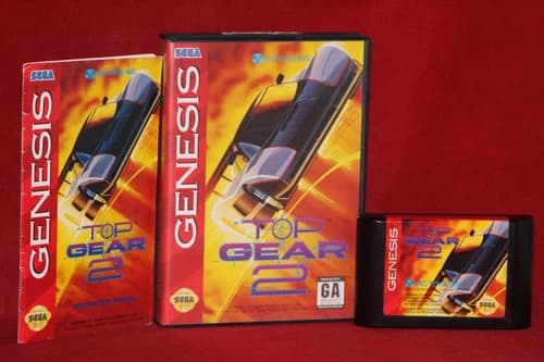 Top Gear 2 (Sega Genesis, 1994) Authentic Game Cartridge, CIB Complete