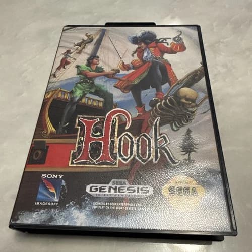 Hook (Sega Genesis, 1993) Authentic Game Cartridge, CIB Complete Tested & Works