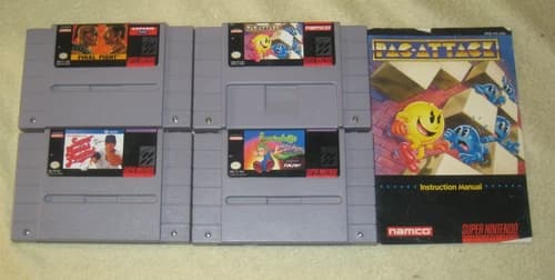 Final Fight, Pac-Attack, Lemmings for SNES. Super Nintendo. Authentic.Clean/Test