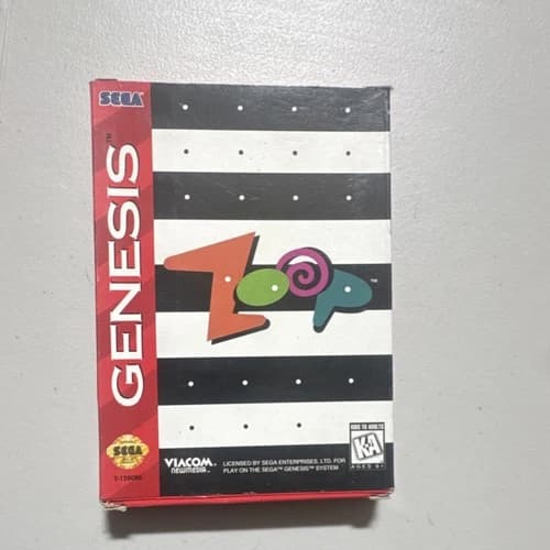 Viacom New Media Zoop Sega Genesis NTSC-U/C Puzzle Complete Box Manual Cartridge