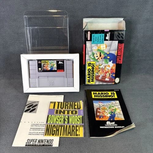 Super Nintendo - Mario is Missing! - Complete/CIB, No Map w/ Protector - Tested