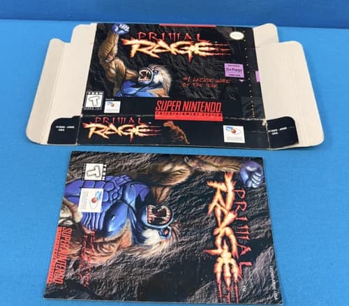 Authentic Original SNES Primal Rampage Game Box And Manual
