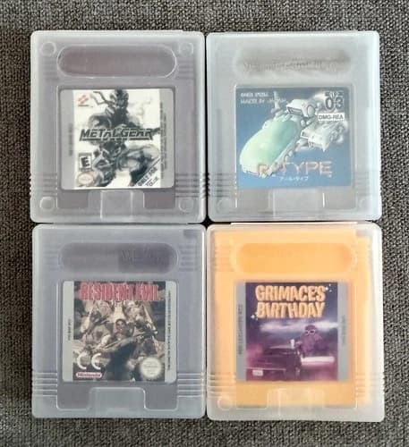 Nintendo Gameboy Color x4 Cart Resident Evil Metal Gear Grimaces Birthday R-Type