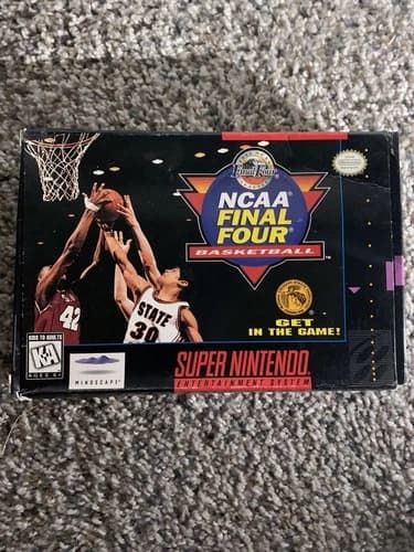 NCAA Final Four Basketball (SNES Super Nintendo, 1994) CIB Game Box Manual