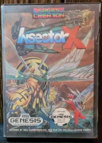 Insector X (Sega Genesis, 1989), CIB (Box, Manual, Cartridge), Very Good Cond.