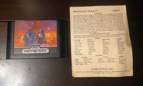 Phantasy Star II (Sega Genesis, 1990) Cartridge and Funco Game Card, Tested!