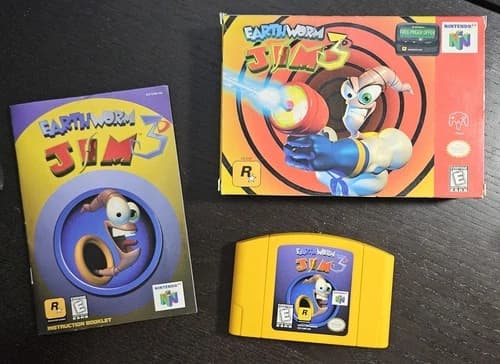 N64 NINTENDO 64 Earthworm Jim 3D Complete Tested and Working