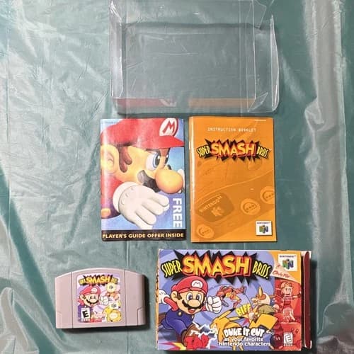 Authentic - Super Smash Bros N64 - CIB With Protector Case