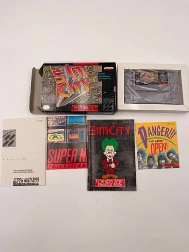 SimCity SNES Complete in Box CIB Super Nintendo w/ Manual