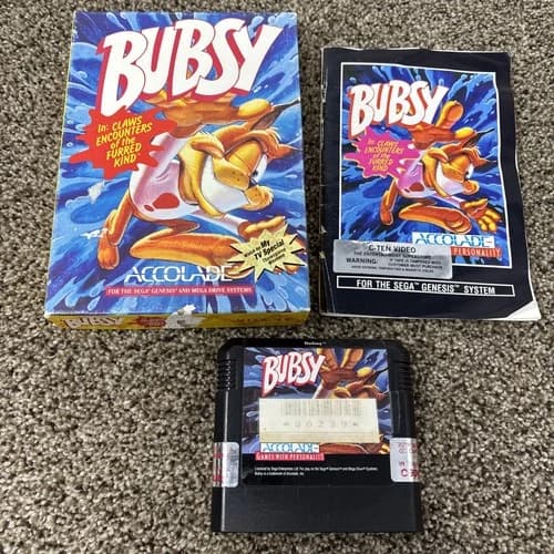 Bubsy in Claws Encounters of the Furred Kind (Genesis)Complete CIB Authentic