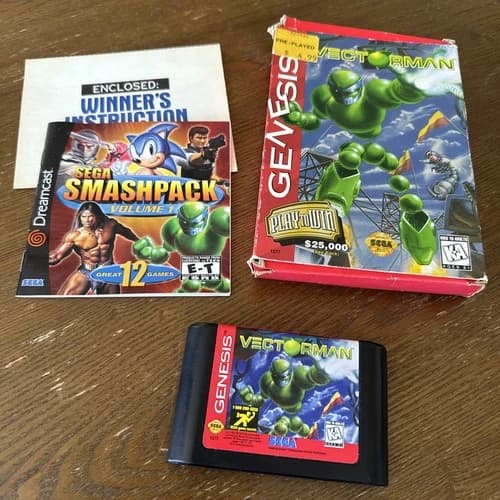 Vectorman Sega Genesis CIB Complete Cardboard Box Game Manual Tested Authentic