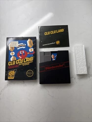 Clu Clu Land (Nintendo NES, 1985) Complete in Box, CIB RARE