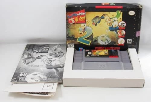SNES Super Nintendo Earthworm Jim 2 II Game Complete In Box Manual Tested A2