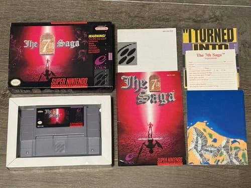 The 7th Saga Super Nintendo Snes Complete CIB w/Map Very Good Shape Authentic