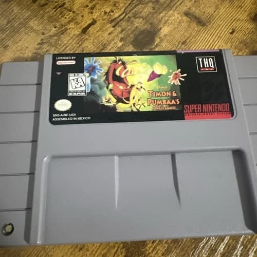 Timon and Pumbaa Jungle Games Super Nintendo SNES Authentic Cart Only Tested!