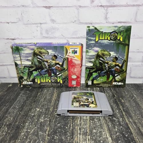 Turok Dinosaur Hunter N64 (Nintendo 64, 1997) W/ Box & Manual Cleaned & Tested