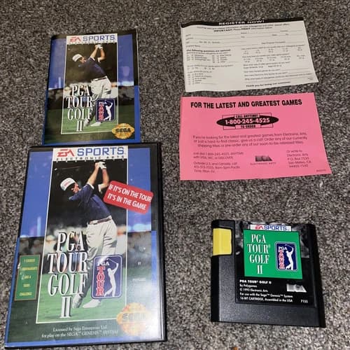 Limited Edition 1st Round Reg Card Insert PGA Tour Golf II Sega Genesis Complete
